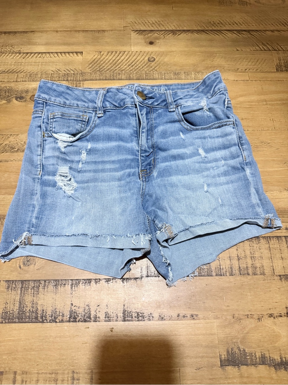 American Eagle Outfitters Light Blue Distressed Denim Shorts size 10
